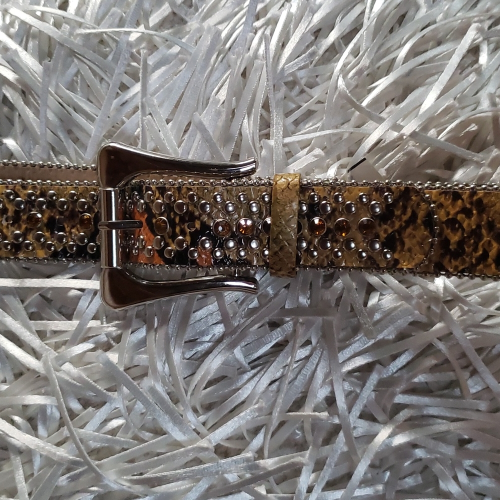 Silver studded snakeskin belt